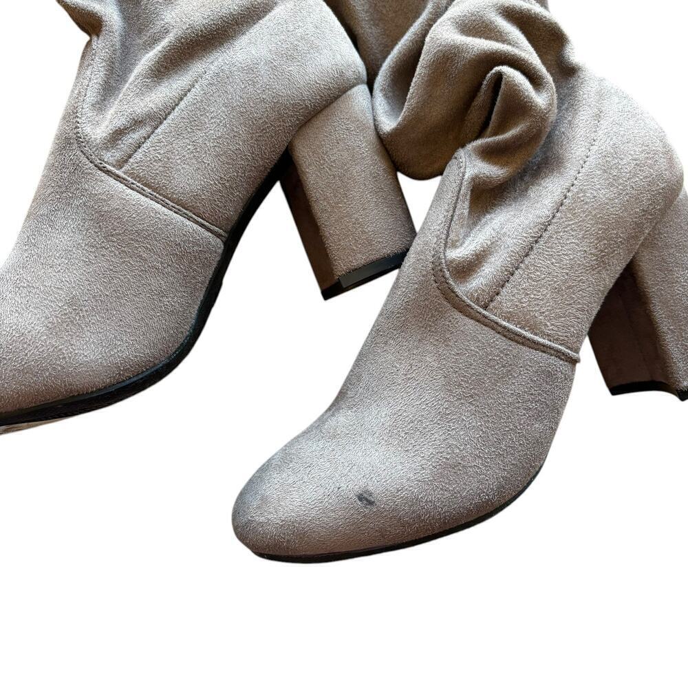 Rue 21 Women Over the Knee Faux Suede Block Heel Boots Tie Brown Gray NEW Size 6 - Picture 9 of 9